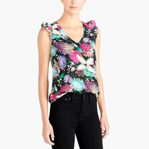 NEW J. Crew Floral Ruffle Sleeveless Top